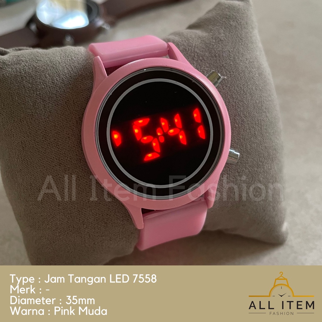 COD✅ Jam Tangan Bulat Digital LED 7558 Rubber Electronic Fashion Pria Wanita / Watches