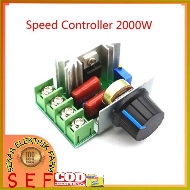 2000W SCR DIMMER 220V AC ELECTRONIC VOLTAGE REGULATOR SPEED CONTROLLER ALAT GERINDA SPEED LAINNYA