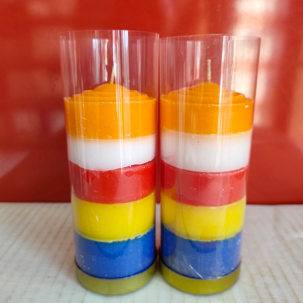 Lilin 5 warna 1 kati pancawarna lilin puja warna warni isi 2 pcs