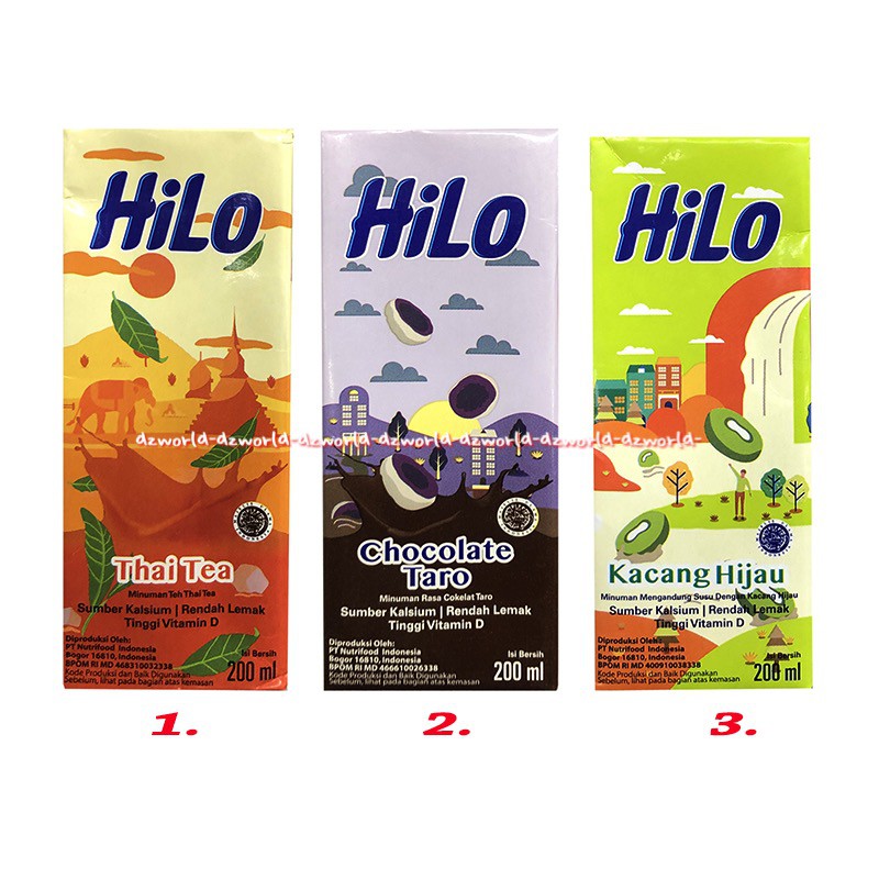 Hilo Kacang Hijau Thai Tea Choco Taro 200ml Minuman Susu UHT Siap Minum hailo