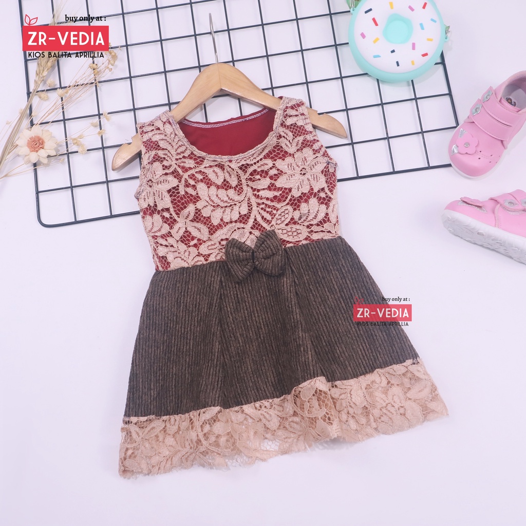 Dress Zulfa uk Bayi 6-18 Bulan / Dres Brokat Anak Perempuan Baju Brukat Balita Cewek Pakaian Import