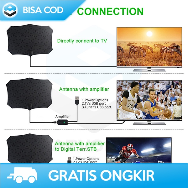 ANTENA TV DIGITAL DVB-T2 TAFFWARE DENGAN AMPLIFIER SIGNAL BOOSTER ORII