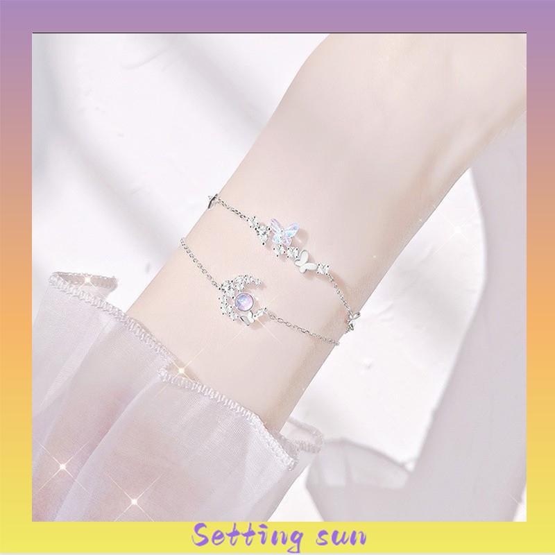 Gelang Kupu-kupu High-end Mewah Ringan Pacar Dreamy Temperamen Gelang Bulan Sabit Wanita TN