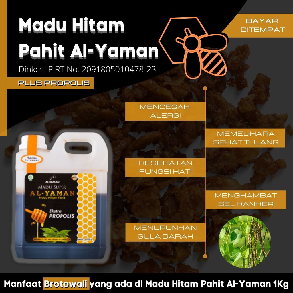 Al-Yaman Madu Hitam Pahit Ekstra Propolis 1kg