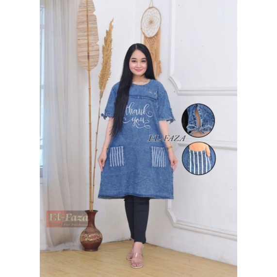 New Dress Jeans | Dress Andin | Dress Tali Serut | Fashion wanita | Dress Modern
