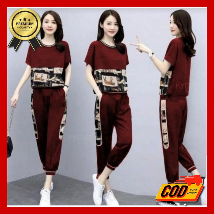 Ruby Set Rayon Crincle | Stelan Wanita Polos Kekinian 2022 | Setelan Wanita 2022 | Stelan Wanita Rem