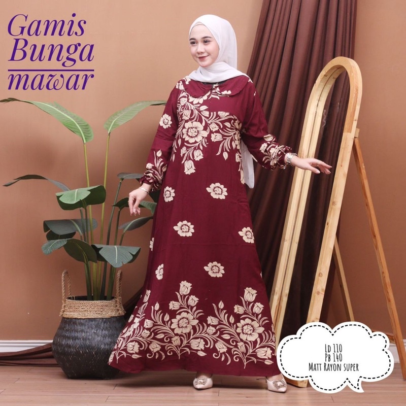 Gamis cabutan bunga mawar