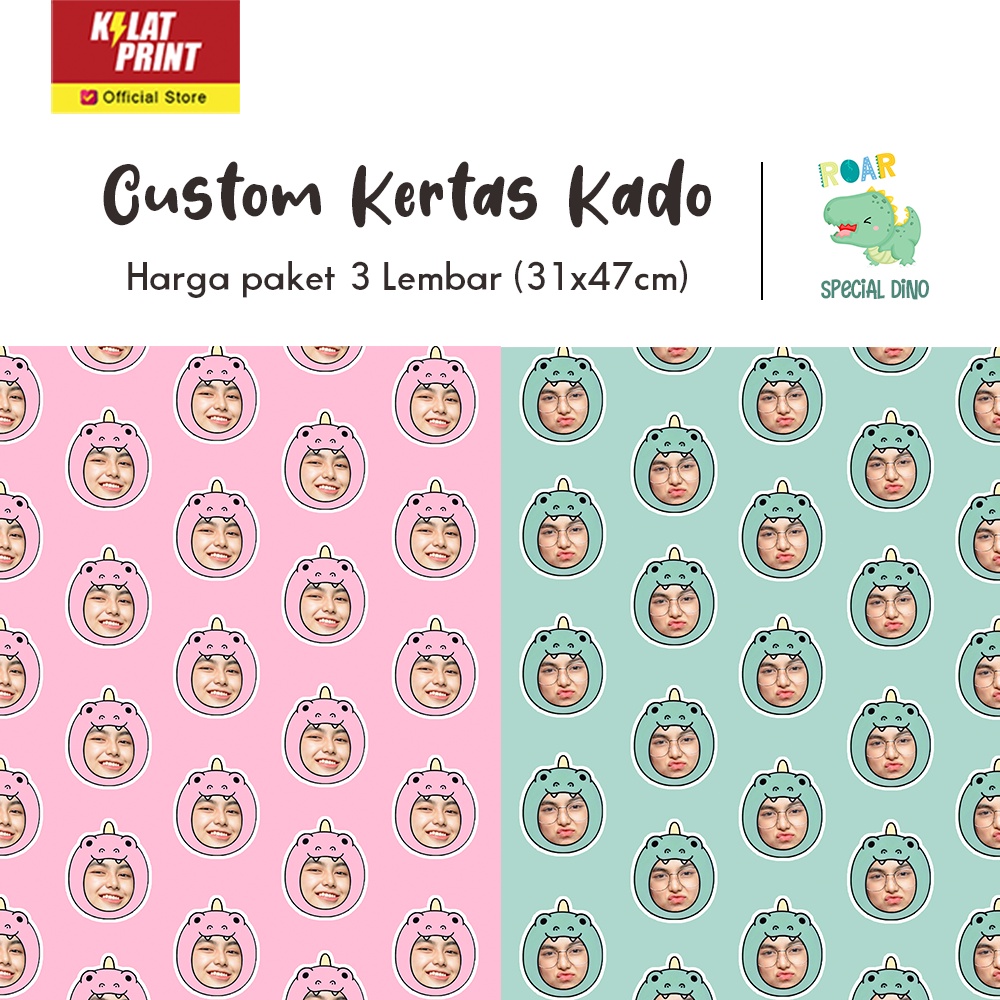 

KERTAS KADO CUSTOM WRAPING PAPER SPECIAL DINO (3 lembar A3+)