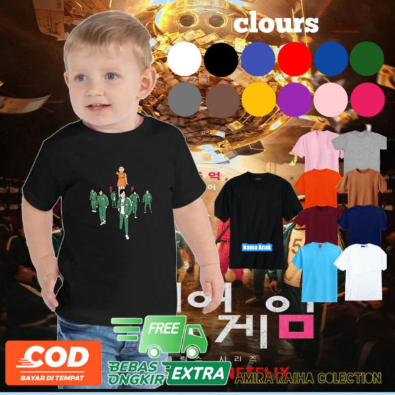 Baju kaos squid game anak/kaos anak squid game/baju anak pria squid game