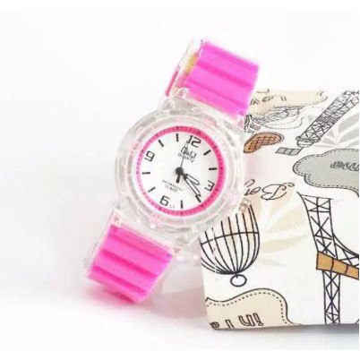 Jam Tangan Wanita Sporty Q&amp;Q Angka Strap Jelly Transparan Small Size