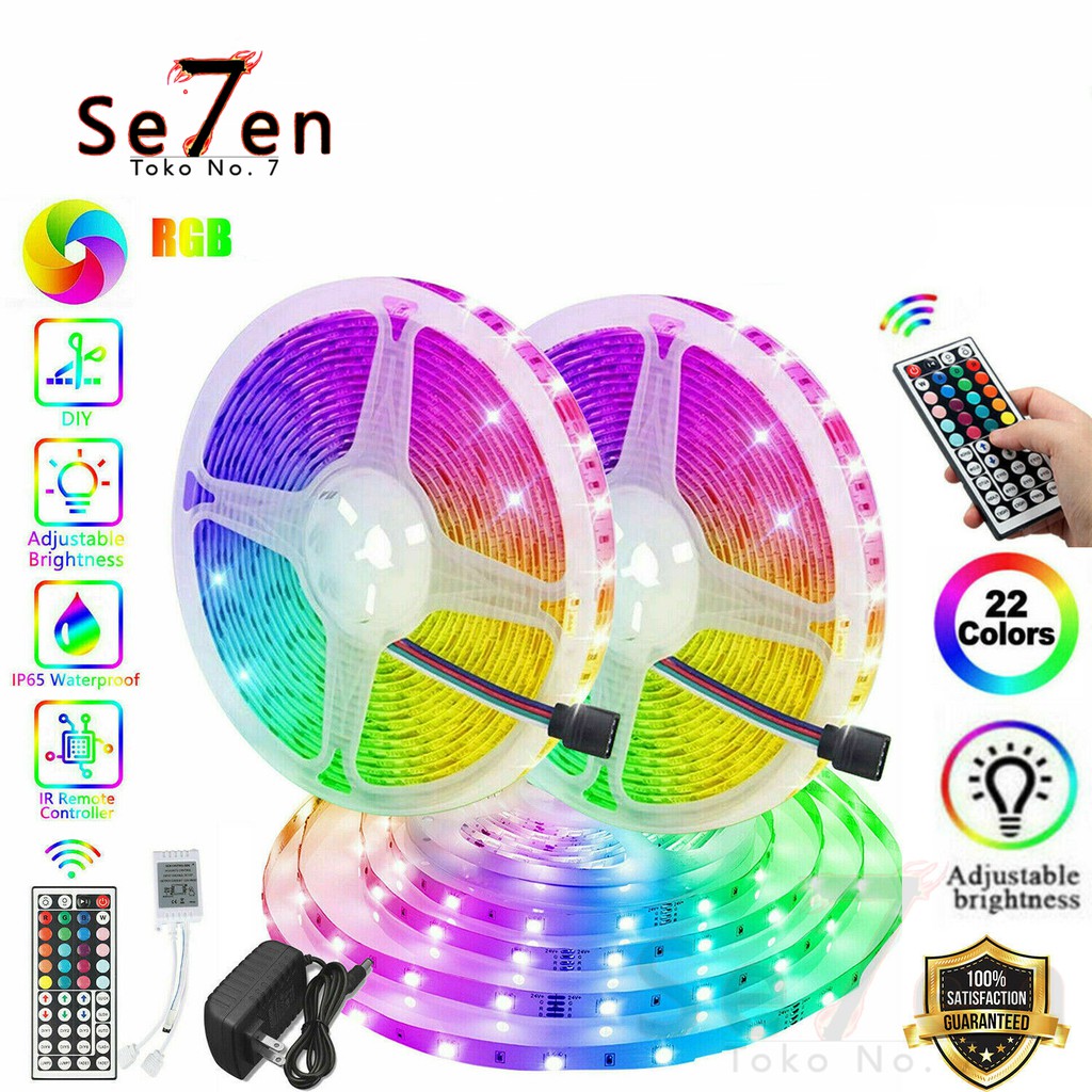 54D Led Strip RGB 5050 IP65 12V Remote 10M 2 Cabang Lengkap