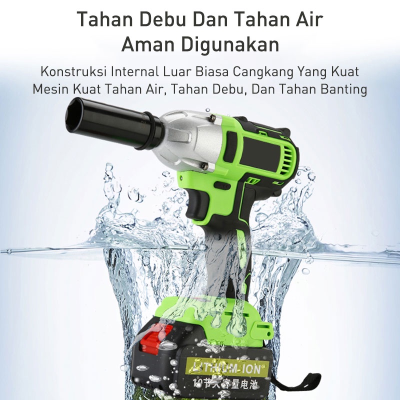 Reaim Cordless Impact Wrench 288VF Mesin Bor 2 baterai Untuk Baut Mobil bor set impak buka motor