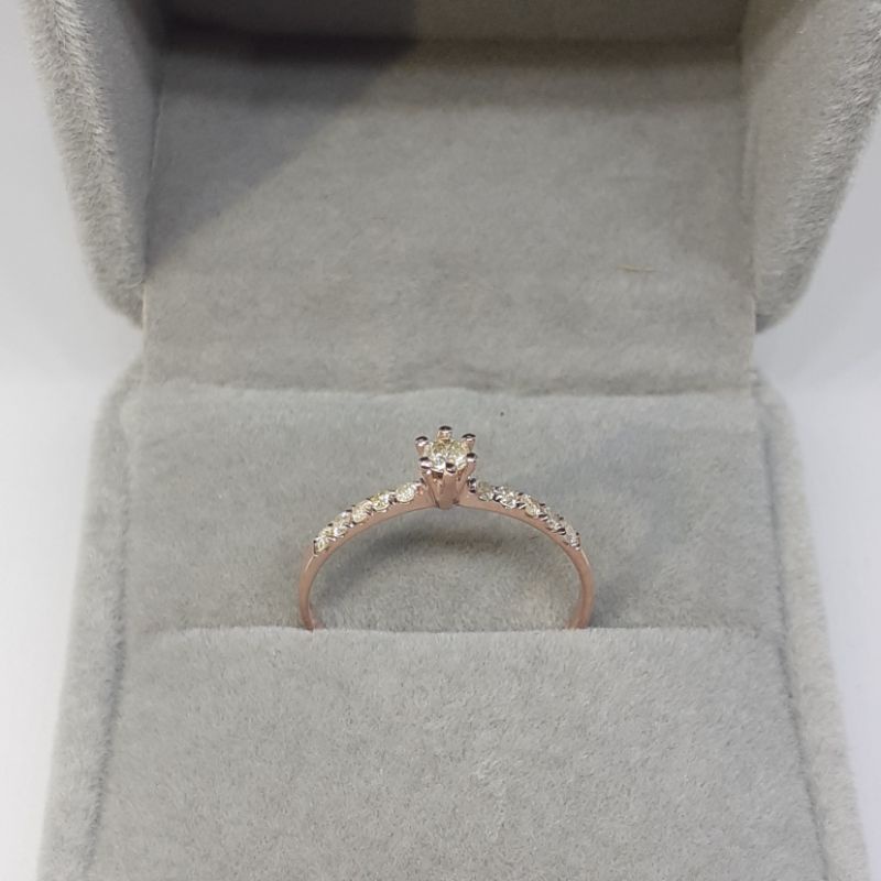 cincin emas wanita mata satu simple full berlian eropa rose gold