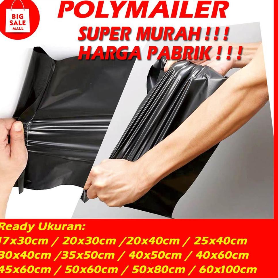 

Serba Murah RHK0O Polymailer 17×30cm isi100pcs Extra Tebal 50 Mic Hitam Amplop bag Plastik Packing G