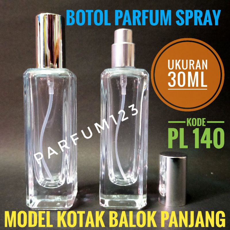 botol kosmetik Spray 30ml model kotak balok panjang - botol parfum refill cantik