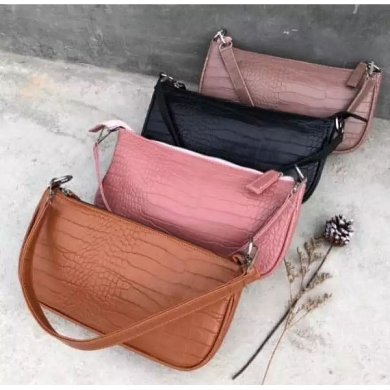 Tas Bahu Wanita Korea Bahan Croco Model Simple Elegan Tahan Air Shoulder Bag Wanita Korea Sling Bag Wanita Korea Tote Bag Simple Fashion Wanita Tas Make Up Wanita Tas Kondangan Wanita Pounch Make Up Tas Pesta Wanita Tas Artis Tiktok