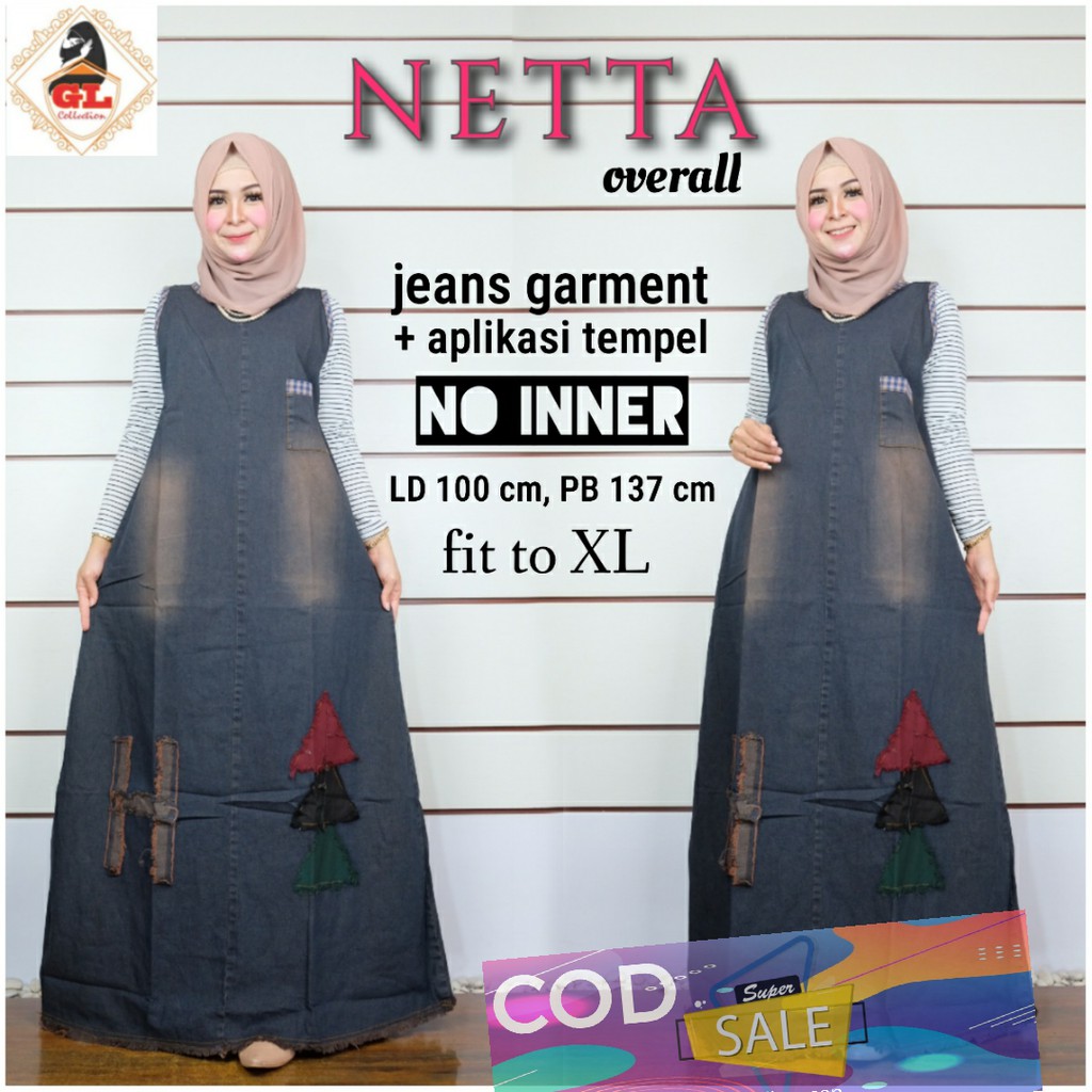 Netta Overall /baju muslim / pakaian wanita dewasa - overall jeans