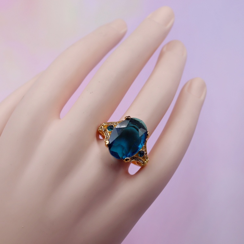 Cincin Kristal Bentuk Pesawat Warna Biru Laut Untuk Wanita