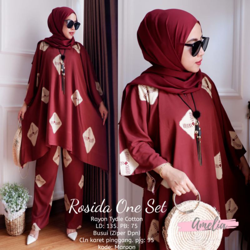 SETELAN MUSLIM WAKA SET ROSIDA ONE SET BY AMELIA SETELAN RAYON JUMBO