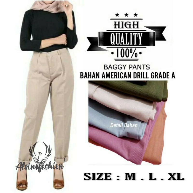 BAYAR DITEMPAT CELANA PANJANG WANITA BAGGY PANTS WANITA Latte nude hitam maron ivory Dusty pink Navy