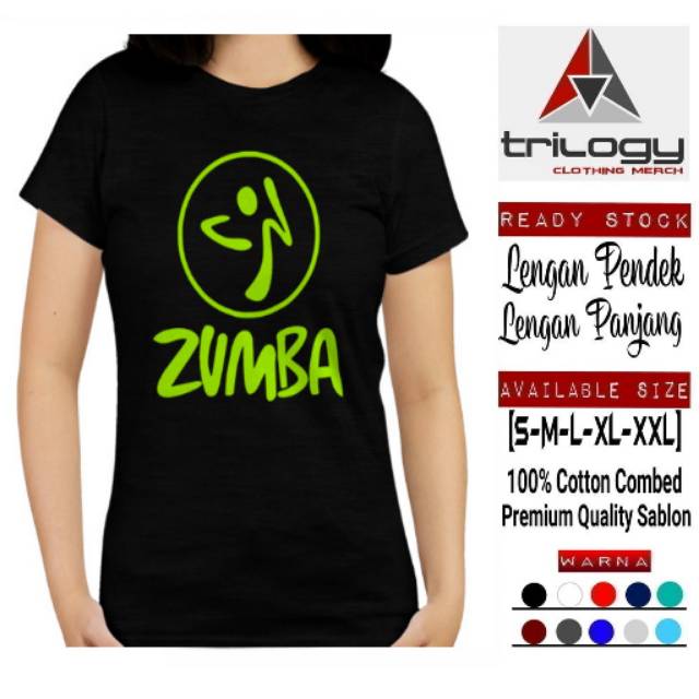 KAOS DISTRO WANITA ZUMBA KEREN SABLON HIJAU STABILO