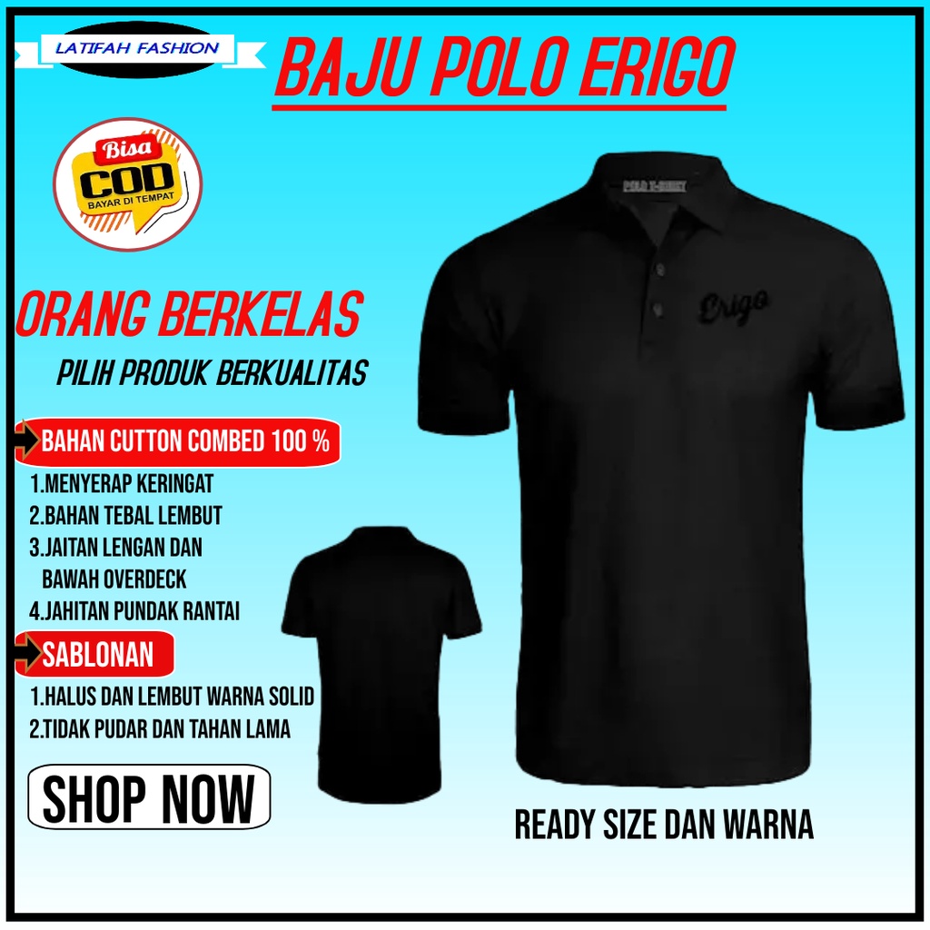 Pakaian Baju Kaos Peria Pria Dewasa Kekinian Cowo Polo Erigo Hitam Kerah Klambi Berkerah Polos T Shi