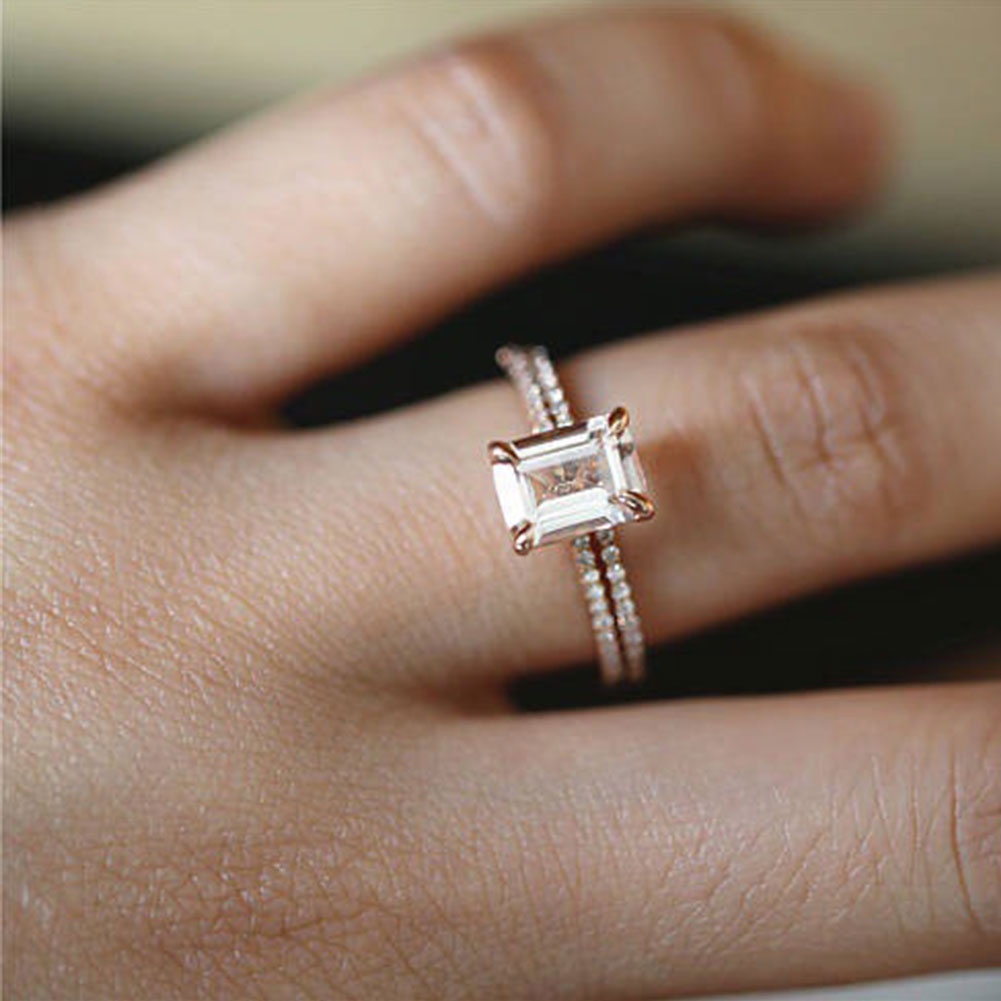 Hu Hu Hu Hu Hu Alat Bantu Pasang Kacamata♡ 2pcs Cincin Wanita Warna Rose Gold Untuk Hadiah Ulang Tahun