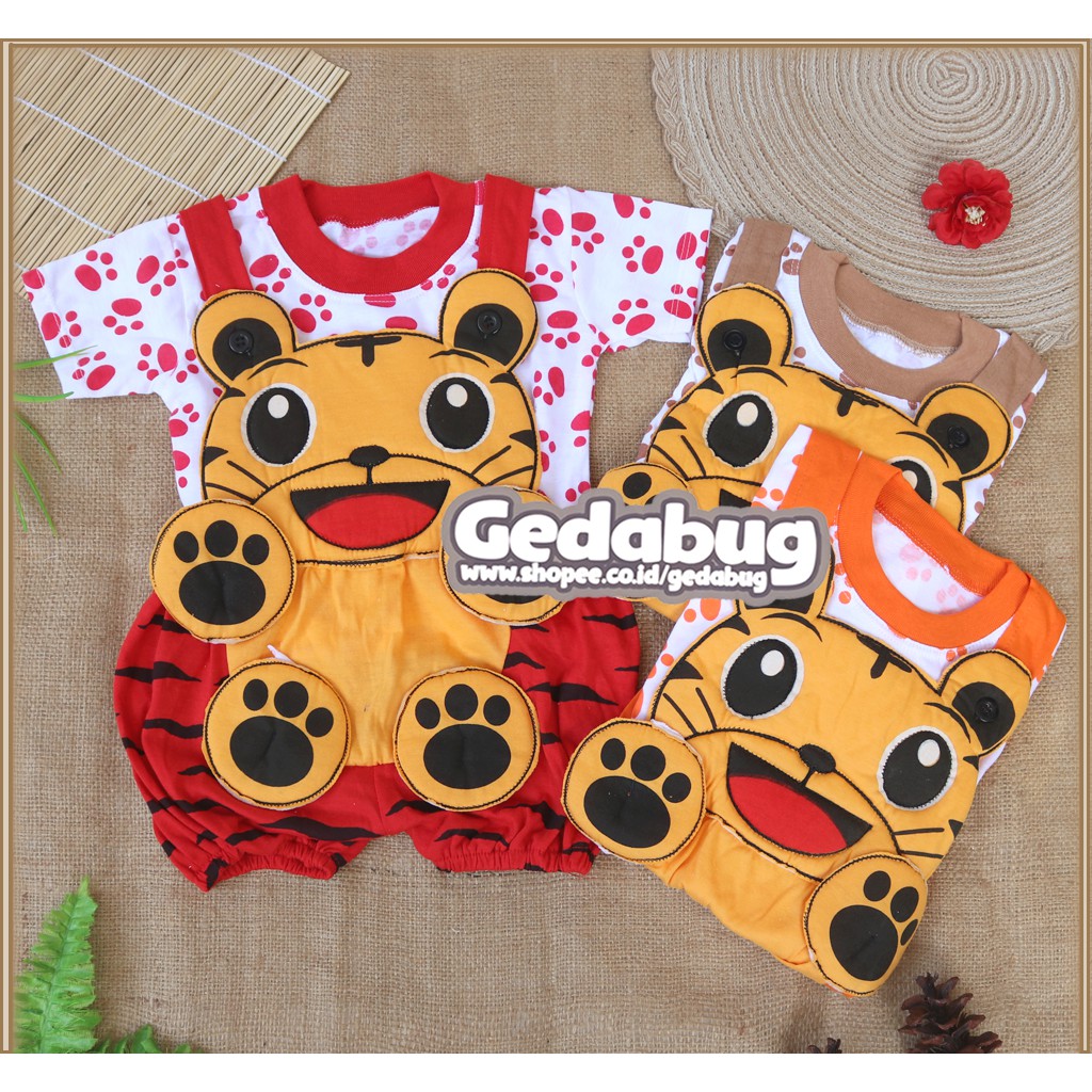 Setelan Kodok Anak Bayi  Karakter Macan / Jumper Bayi / Animasi Lucu - gedabug