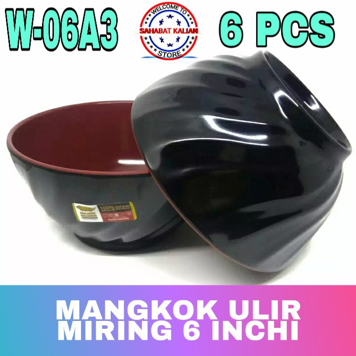 (6 PCS) MANGKOK MELAMIN ULIR MIRING GOLDEN DRAGON W-06A3 6 INCHI