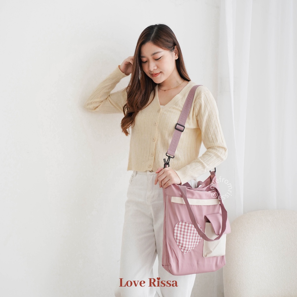 Tas Sarang Tas Korean Style Tas Selempang Tote Bag Tas Ransel 3 in 1 Solid Color Love Rissa