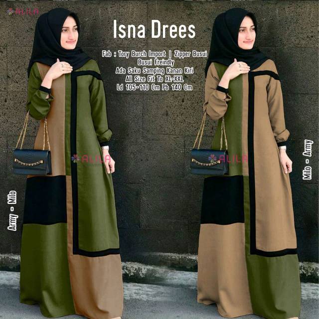 GAMIS  // ISNA DRESS BY ALILA // GAMIS BAHAN TORY BURCH PREMIUM