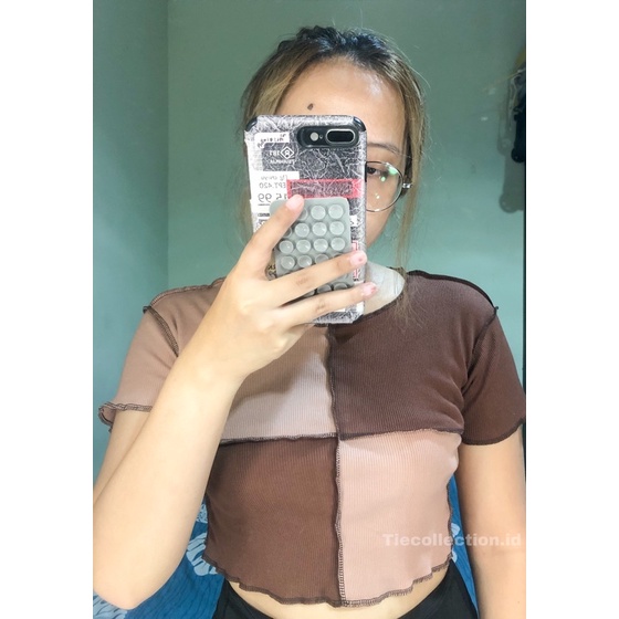 Crop Top Two Tone / baju wanita korea / crop top korea