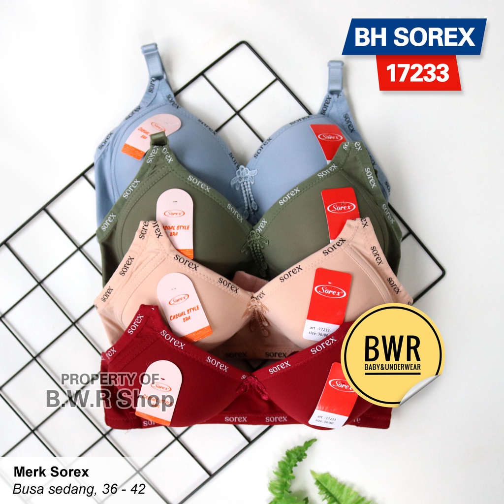 Sorex Bra Busa Tanpa Kawat Kait 3 Setara Cup C Cup Besar BH Harian Casual Style BH 17233 - Bwr