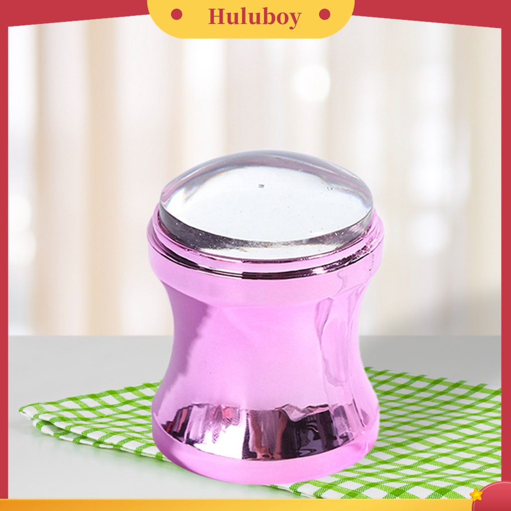 Huluboy Huluboy♡ Stempel Transparan Bahan Silikon Gagang Metal Warna Polos Untuk Nail Art