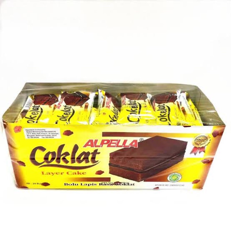 

Alpella Bolu Lapis Coklat isi 24 bungkus / Layer Cake Chocolate Cokelat Alpela