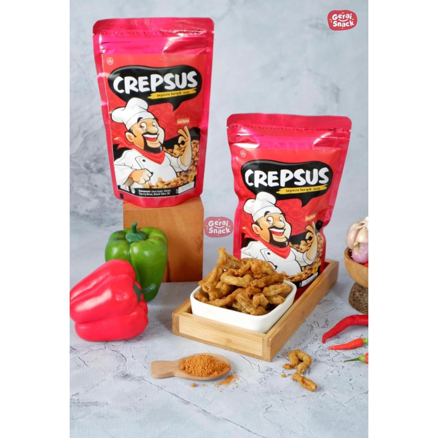 Crepsus Keripik Usus Ayam Gurih Extra Crispy Aneka Rasa Best Seller (90gr)