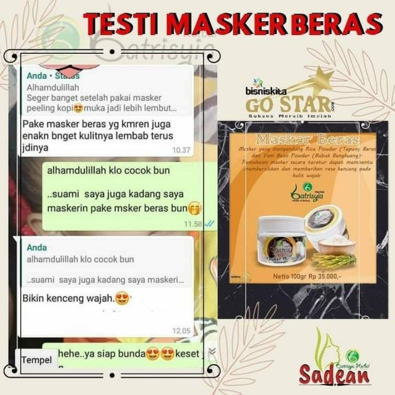 Batrisyia Masker Beras / Masker beras alami