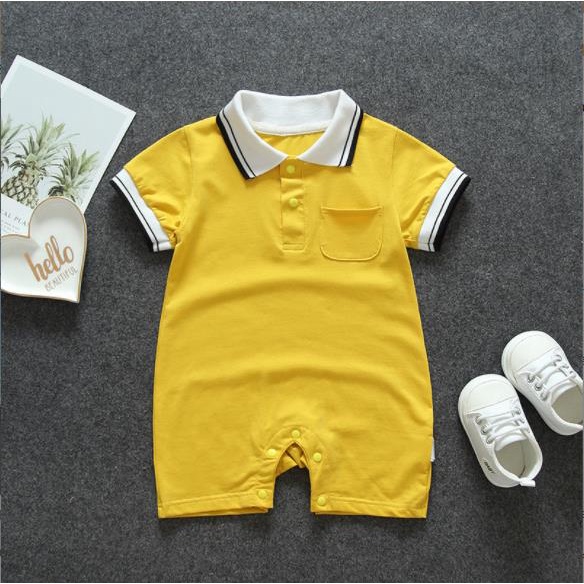 (0Bln-1Thn) COD Jumper Anak Cowok / Jumper Anak Lengan Pendek / Jumpsuit Anak Kerah Polo Shirt JB19