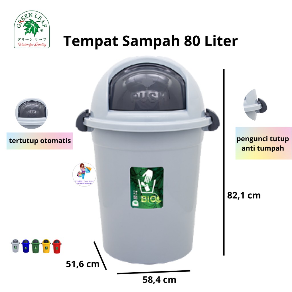 Tempat sampah BIO 80 liter green leaf 2008