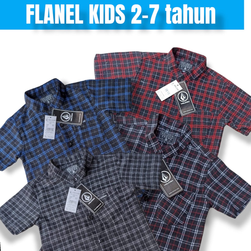 baju kemeja anak lengan pendek flanel kotak kotak cowok laki laki (usia 2-7 tahun)