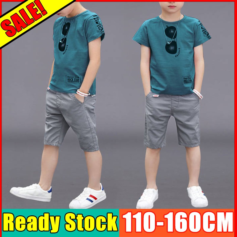 YEALON 2Pcs Set Baju Anak  Laki  Laki  Kaos  Anak  Laki  Laki  