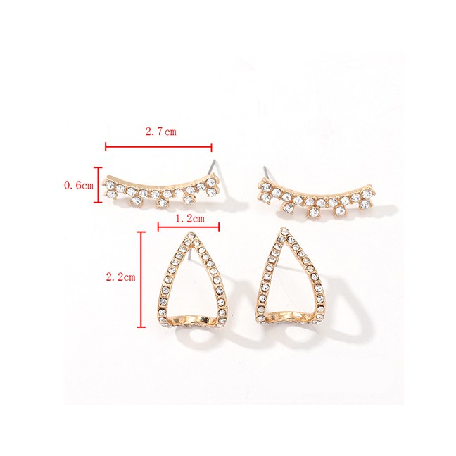 LRC Anting Tusuk Fashion Gold Geometric Diamond Earrings F61360