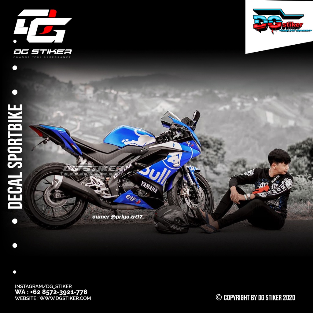 stiker motor r15/stiker motor r15 v3 biru full body