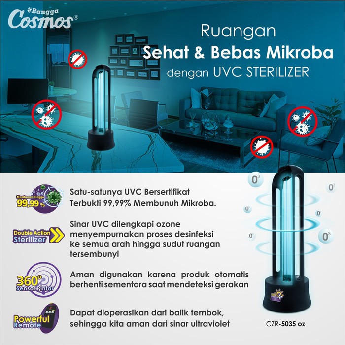 COSMOS  Lampu Ultra Violet Sterilizer UVC CZR 5035 - sensor gerak