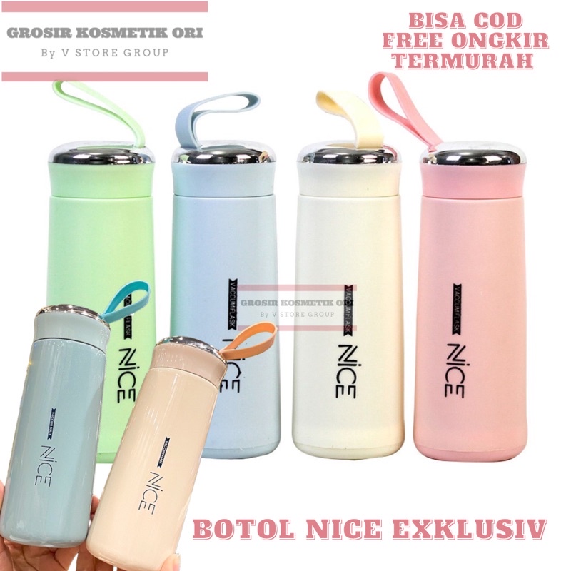 BOTOL KACA NICE / NICE DAY NEW VIRAL Botol minum Nice Import 400ml Botol Minum Kaca Bening Termos Ni