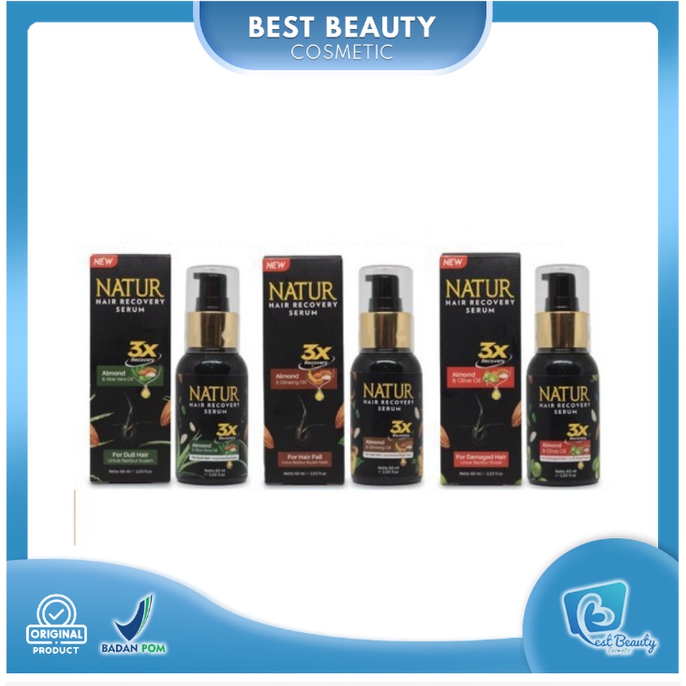 ★ BB ★  Natur Hair Recovery Serum Almond &amp; Olive Oil 60ml - Almond &amp; Ginseng Oil  - Almond &amp; Aloe Vera 60ml