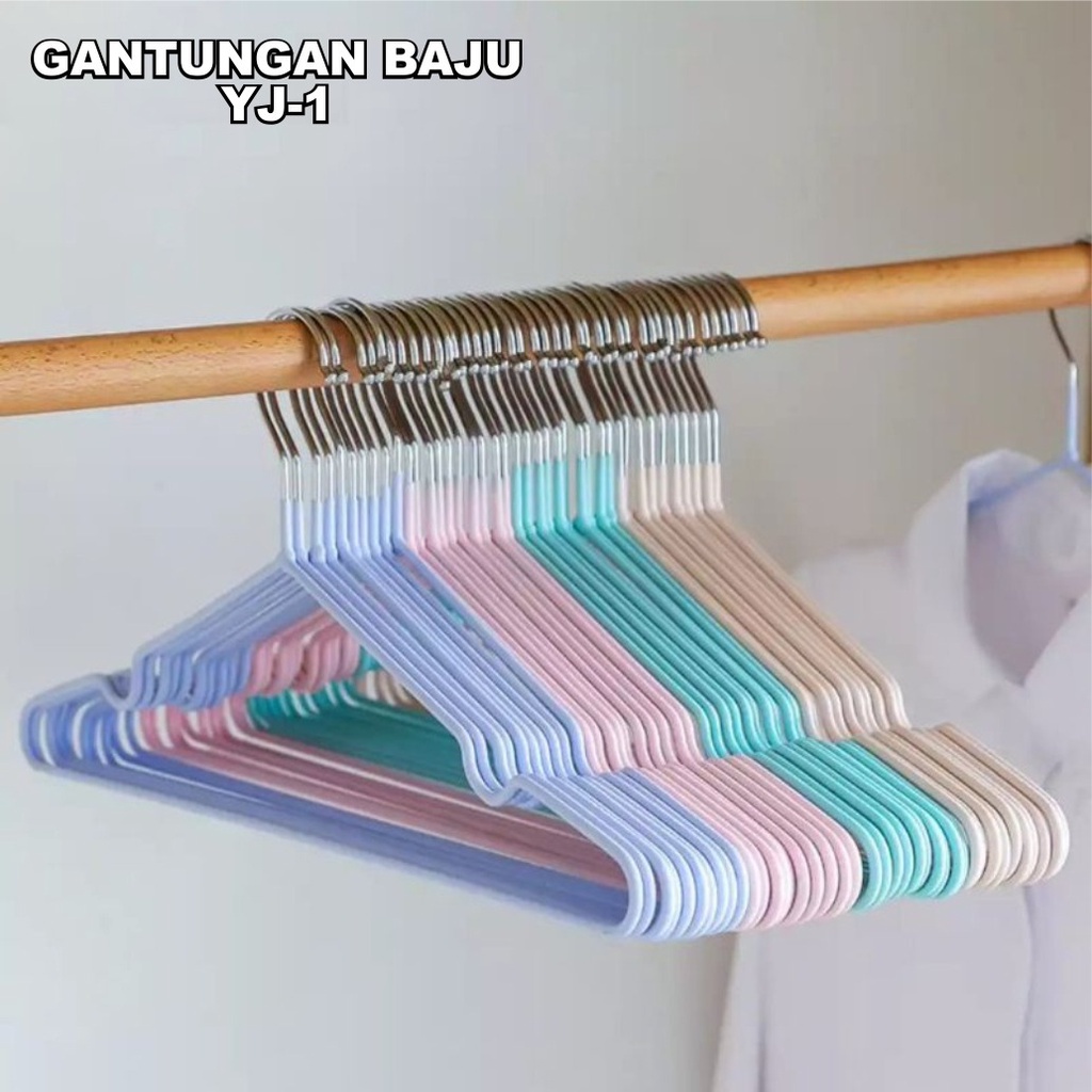 Gantungan Baju Stainlees Steel Isi 10pcs Hanger Baju Dewasa Hanger Baju Anti Karat Warna Pastel Gantungan Serbaguna