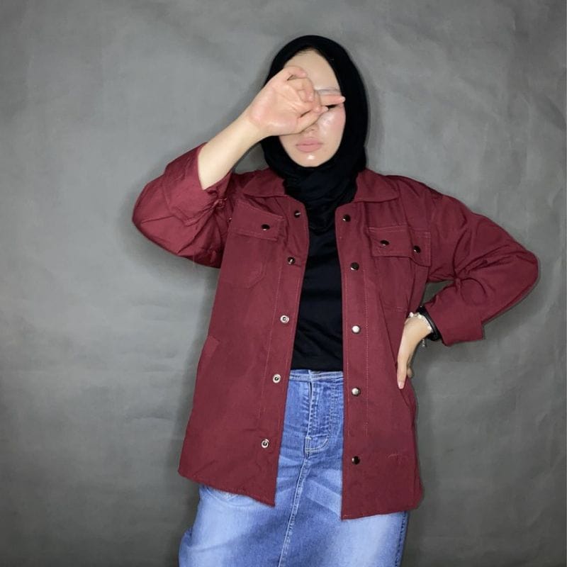 Dfour Jaket Semi Parka Wanita S - XXXL Jumbo Trucker Baby Canvas