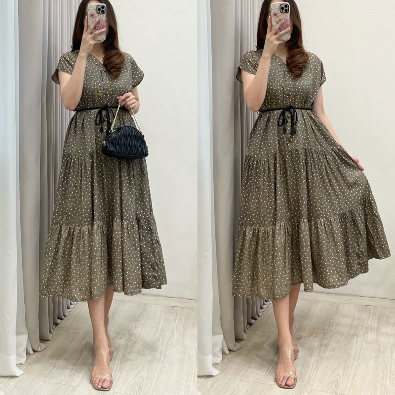 Amariel Malibu Home Dress - Daster Nyaman Adem-Mlb: Black Dots