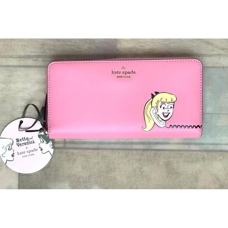 dompet Kate spade Archie Zip wallet pink multi original
